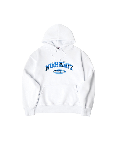 NUHABIT（ニューハビット）の「N/H BLUE RIDE オーバーサイズ 裏起毛 フードパーカー (GOH4-5NH1343)（パーカー・メンズ・ライトグレー/ホワイト/ネイビー/ブラック/アイボリー/グレー・X-LARGE/LARGE/MEDIUM）」の2枚目の写真