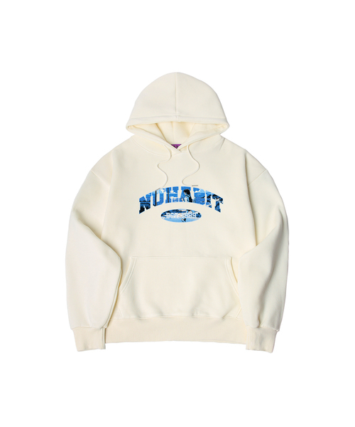 NUHABIT（ニューハビット）の「N/H BLUE RIDE オーバーサイズ 裏起毛 フードパーカー (GOH4-5NH1343)（パーカー・メンズ・ライトグレー/ホワイト/ネイビー/ブラック/アイボリー/グレー・X-LARGE/LARGE/MEDIUM）」の3枚目の写真