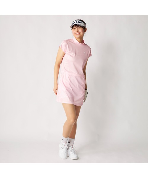 FILA GOLF(フィラゴルフ )の「FILA GOLF フィラゴルフ ゴルフウェア 接触冷感 カノコ 吸汗速乾 ライン 切替 ワンピース(ワンピース・レディース・ピンク/ホワイト/ブラック・M/L/LL)」の8枚目の写真
