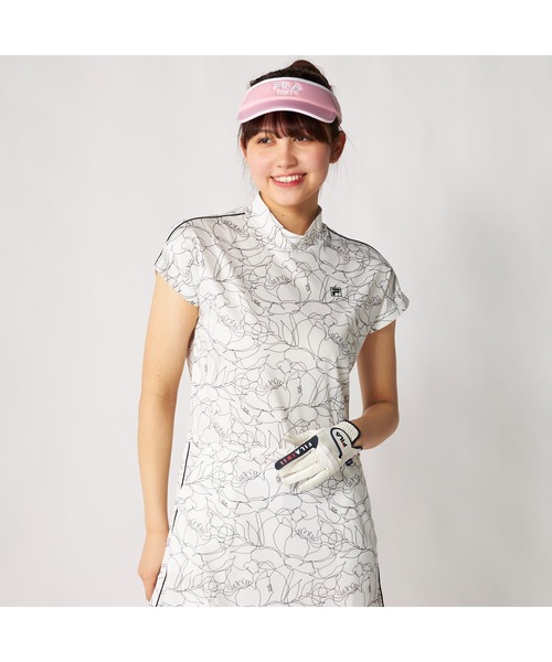 FILA GOLF(フィラゴルフ )の「FILA GOLF フィラゴルフ ゴルフウェア 接触冷感 カノコ 吸汗速乾 ライン 切替 ワンピース(ワンピース・レディース・ピンク/ホワイト/ブラック・M/L/LL)」の18枚目の写真