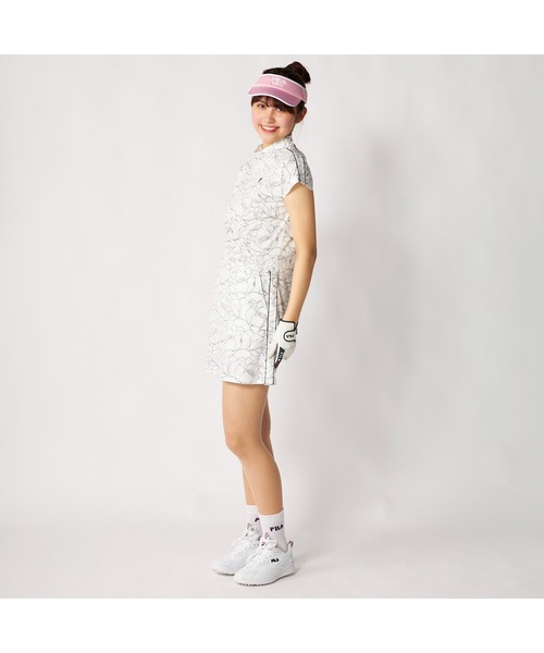 FILA GOLF(フィラゴルフ )の「FILA GOLF フィラゴルフ ゴルフウェア 接触冷感 カノコ 吸汗速乾 ライン 切替 ワンピース(ワンピース・レディース・ピンク/ホワイト/ブラック・M/L/LL)」の21枚目の写真