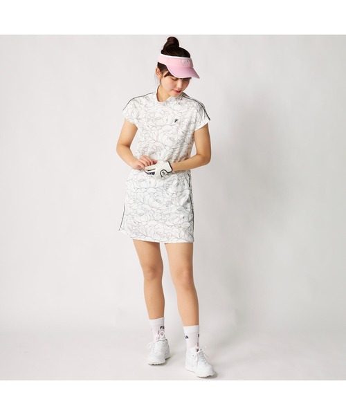 FILA GOLF(フィラゴルフ )の「FILA GOLF フィラゴルフ ゴルフウェア 接触冷感 カノコ 吸汗速乾 ライン 切替 ワンピース(ワンピース・レディース・ピンク/ホワイト/ブラック・M/L/LL)」の22枚目の写真