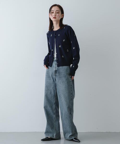 SENSE OF PLACE by URBAN RESEARCH(センスオブプレイスバイアーバンリサーチ)の「『洗濯可』コバナシシュウカーディガン(カーディガン/ボレロ・レディース・ネイビー/アイボリー・ONE)」の13枚目の写真