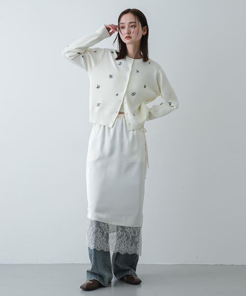 SENSE OF PLACE by URBAN RESEARCH(センスオブプレイスバイアーバンリサーチ)の「『洗濯可』コバナシシュウカーディガン(カーディガン/ボレロ・レディース・ネイビー/アイボリー・ONE)」の3枚目の写真