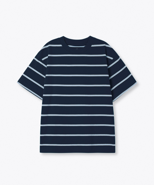 MUSINSA STANDARD KIDS（ムシンサスタンダードキッズ）の「マルチストライプクルーネックTシャツ2 [ネイビー]（Tシャツ/カットソー・レディース・その他・100/110/120/130/140/150/160）」の2枚目の写真