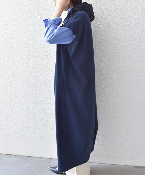 SHIPS Colors(シップス カラーズ)の「SHIPS Colors:〈手洗い可能〉異素材 フーディー ワンピース◇(ワンピース・レディース・ライトブルー/ベージュ/ネイビー・ONE SIZE)」の8枚目の写真