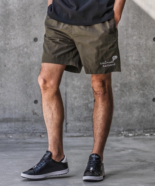 1minute 1second(ワンミニットワンセカンド)の「mp14696-cursive embroidery nylon shorts ナイロンショートパンツ(1M26N180)(その他パンツ・メンズ・サンドベージュ/ブラック/オリーブ・M/S/XL/L)」の1枚目の写真