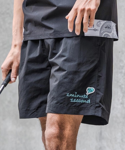 1minute 1second(ワンミニットワンセカンド)の「mp14696-cursive embroidery nylon shorts ナイロンショートパンツ(1M26N180)(その他パンツ・メンズ・サンドベージュ/ブラック/オリーブ・M/S/XL/L)」の2枚目の写真