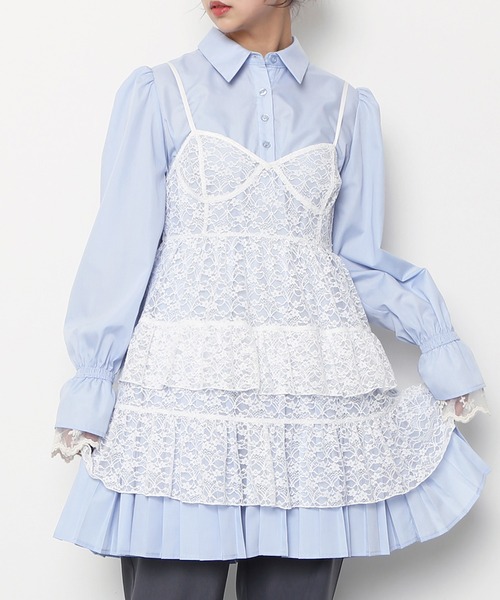 PUNYUS（プニュズ）の「レースミニキャミワンピース（ワンピース・レディース・ブラック/ホワイト・1/2/3/4/5）」の2枚目の写真