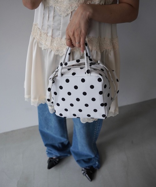 SANSeLF(サンセルフ)の「【SANSeLF】ドット2WAYミニボストンバッグ saa26s035(ハンドバッグ・レディース・ホワイト/ブラック・FREE)」の6枚目の写真