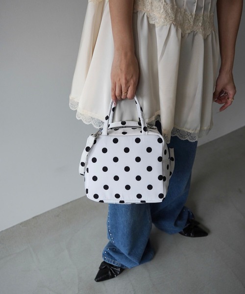 SANSeLF(サンセルフ)の「【SANSeLF】ドット2WAYミニボストンバッグ saa26s035(ハンドバッグ・レディース・ホワイト/ブラック・FREE)」の8枚目の写真