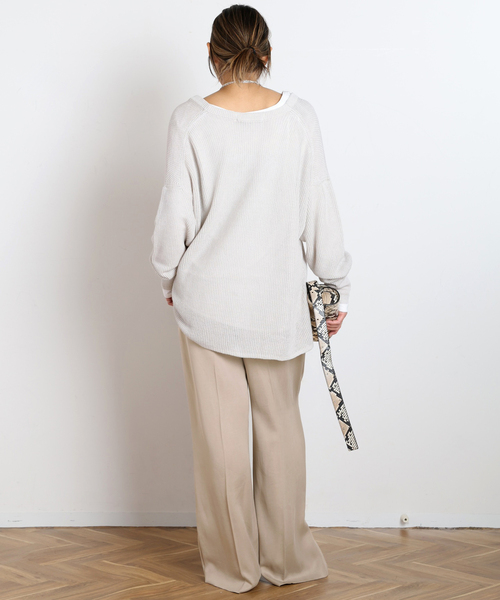 AP STUDIO(エーピーストゥディオ)の「リネンVネックニット(ニット/セーター・レディース・アイボリー/ブラック・FREE)」の8枚目の写真