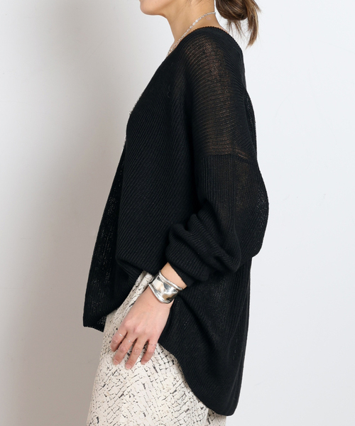 AP STUDIO(エーピーストゥディオ)の「リネンVネックニット(ニット/セーター・レディース・アイボリー/ブラック・FREE)」の9枚目の写真