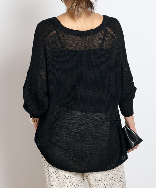 AP STUDIO(エーピーストゥディオ)の「リネンVネックニット(ニット/セーター・レディース・アイボリー/ブラック・FREE)」の10枚目の写真