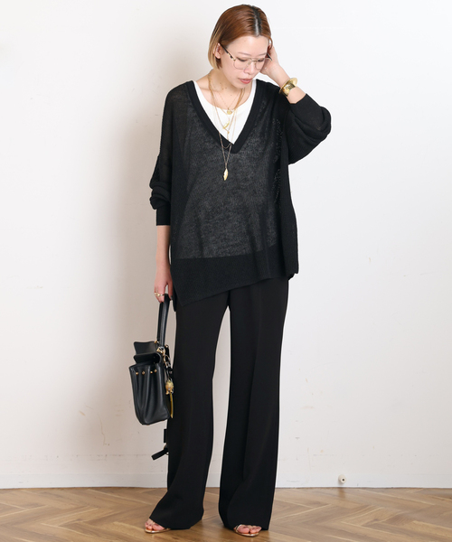 AP STUDIO(エーピーストゥディオ)の「リネンVネックニット(ニット/セーター・レディース・アイボリー/ブラック・FREE)」の20枚目の写真