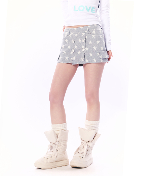 SETUP-EXE(セットアップイーエックスイー)の「STAR DOUBLE BUTTON SKIRT PANTS / GRAY(スカート・レディース・その他・SMALL/MEDIUM)」の1枚目の写真