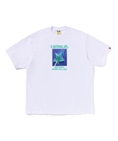 A BATHING APE(アベイシングエイプ)の「LOLLIPOP STA GRAPHIC RELAXED FIT TEE(Tシャツ/カットソー・メンズ・ホワイト/ブラック・X-LARGE/MEDIUM/XX-LARGE/LARGE/SMALL)」の1枚目の写真