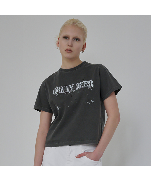 DEARMYDEER(ディアマイディア)の「ペイントドロップTシャツ(チャコール)(Tシャツ/カットソー・レディース・その他・SMALL/LARGE)」の1枚目の写真