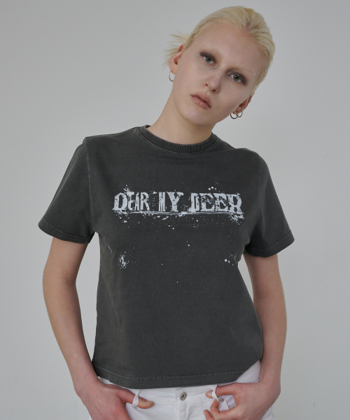 DEARMYDEER(ディアマイディア)の「ペイントドロップTシャツ(チャコール)(Tシャツ/カットソー・レディース・その他・SMALL/LARGE)」の4枚目の写真