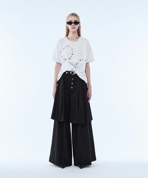 seyto(セイト)の「Lame stripe pleats half pants / ラメストライププリーツハーフパンツ(その他パンツ・メンズ・グレー/ブラック・3/2/1)」の14枚目の写真