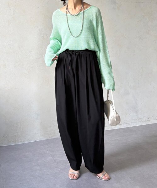 DouDou（ドゥドゥ）の「【WEB限定】ライトストレッチクロスタックイージーパンツ（その他パンツ・レディース・ブラック/ベージュ・FREE）」の3枚目の写真