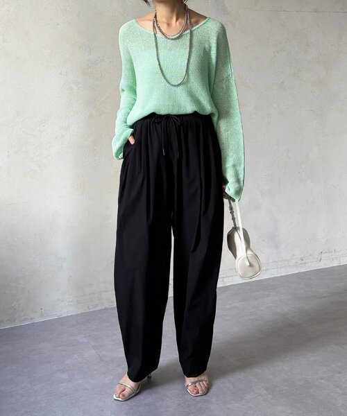 DouDou（ドゥドゥ）の「【WEB限定】ライトストレッチクロスタックイージーパンツ（その他パンツ・レディース・ブラック/ベージュ・FREE）」の4枚目の写真