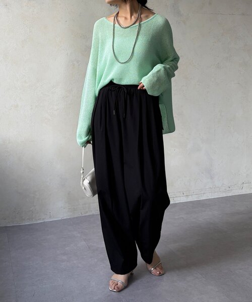 DouDou（ドゥドゥ）の「【WEB限定】ライトストレッチクロスタックイージーパンツ（その他パンツ・レディース・ブラック/ベージュ・FREE）」の5枚目の写真