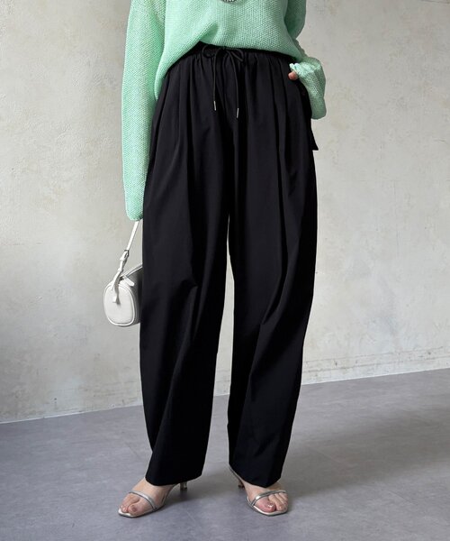 DouDou（ドゥドゥ）の「【WEB限定】ライトストレッチクロスタックイージーパンツ（その他パンツ・レディース・ブラック/ベージュ・FREE）」の9枚目の写真