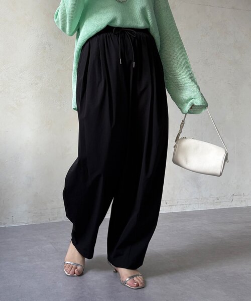 DouDou（ドゥドゥ）の「【WEB限定】ライトストレッチクロスタックイージーパンツ（その他パンツ・レディース・ブラック/ベージュ・FREE）」の10枚目の写真