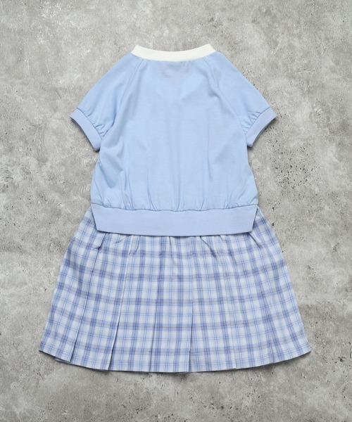 AIMABLE(エマーブル)の「【カレッジ風】ナンバリングロゴチェックプリーツワンピース(100ー140cm)(ワンピース・キッズ・サックスブルー/ブラック・140/130/120/110/100)」の12枚目の写真