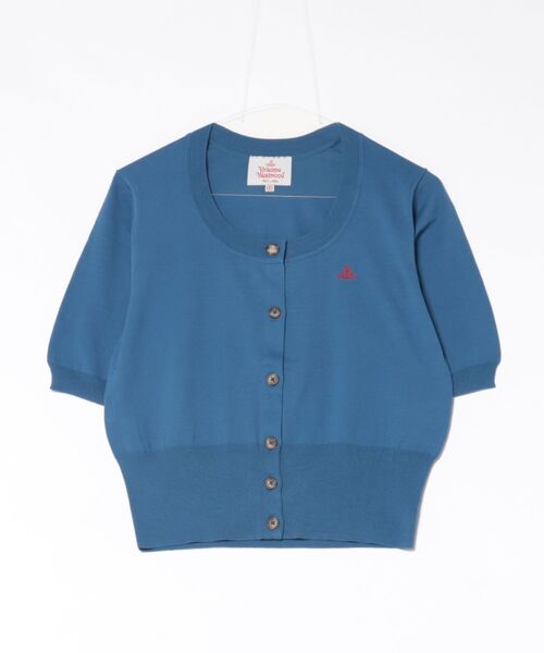 Vivienne Westwood（ヴィヴィアンウエストウッド）の「ｵｰｶﾞﾆｯｸH/Tｺｯﾄﾝﾍﾞｰｼｯｸﾗｳﾝﾄﾞﾈｯｸ半袖ｶｰﾃﾞｨｶﾞﾝ（カーディガン/ボレロ・レディース・グリーン/ブラック/チャコールグレー/ブルー・FREE）」の4枚目の写真