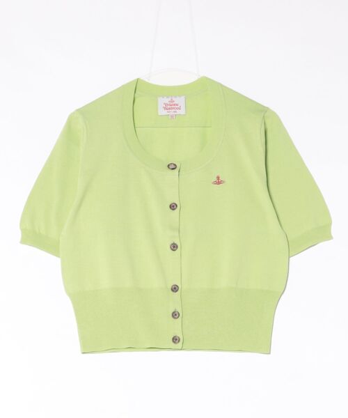 Vivienne Westwood（ヴィヴィアンウエストウッド）の「ｵｰｶﾞﾆｯｸH/Tｺｯﾄﾝﾍﾞｰｼｯｸﾗｳﾝﾄﾞﾈｯｸ半袖ｶｰﾃﾞｨｶﾞﾝ（カーディガン/ボレロ・レディース・グリーン/ブラック/チャコールグレー/ブルー・FREE）」の3枚目の写真