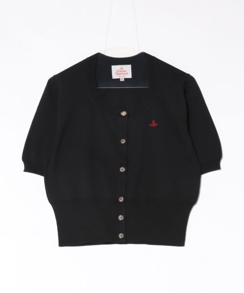 Vivienne Westwood（ヴィヴィアンウエストウッド）の「ｵｰｶﾞﾆｯｸH/Tｺｯﾄﾝﾍﾞｰｼｯｸﾗｳﾝﾄﾞﾈｯｸ半袖ｶｰﾃﾞｨｶﾞﾝ（カーディガン/ボレロ・レディース・グリーン/ブラック/チャコールグレー/ブルー・FREE）」の2枚目の写真