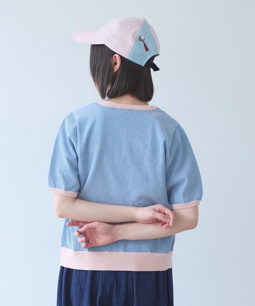 bulle de savon(ビュルデサボン)の「コットン/ポリエステ ボーダー ニットカーディガン(カーディガン/ボレロ・レディース・ピンク/レッド/ブラック・FREE)」の10枚目の写真