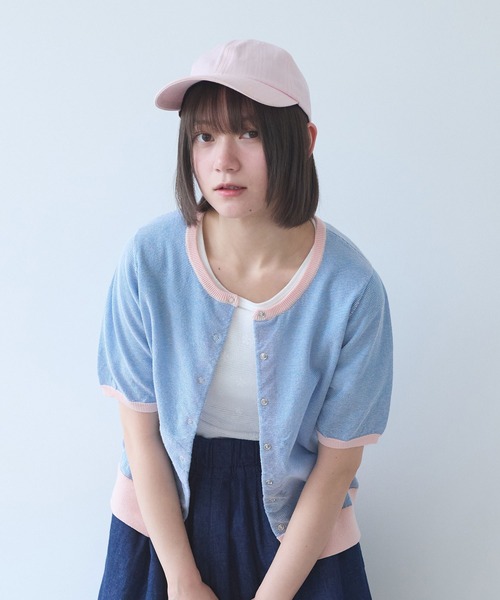 bulle de savon(ビュルデサボン)の「コットン/ポリエステ ボーダー ニットカーディガン(カーディガン/ボレロ・レディース・ピンク/レッド/ブラック・FREE)」の8枚目の写真