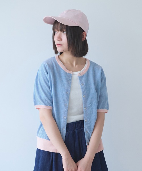 bulle de savon(ビュルデサボン)の「コットン/ポリエステ ボーダー ニットカーディガン(カーディガン/ボレロ・レディース・ピンク/レッド/ブラック・FREE)」の9枚目の写真