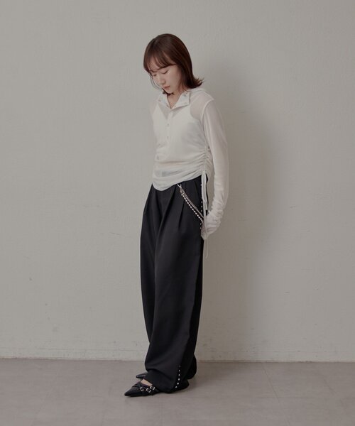 mline（エムライン）の「[mline]チェーンスラックス（その他パンツ・レディース・ブラック/グレー/チャコールグレー・1/2）」の12枚目の写真