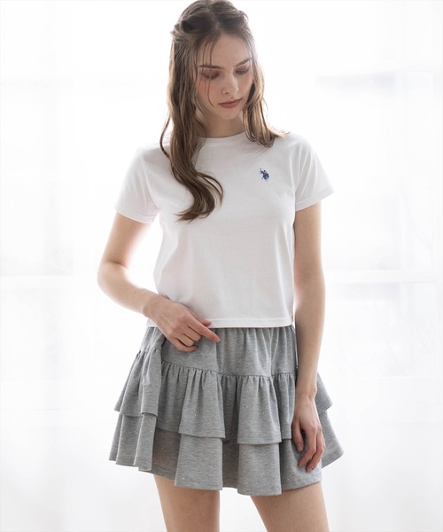 U.S. POLO ASSN.(ユーエスポロアッスン)の「【U.S. POLO ASSN.】clear 別注 ベーシックTシャツ(Tシャツ/カットソー・レディース・ブラック/ピンク/オフホワイト/ホワイト×ネイビー・F)」の2枚目の写真