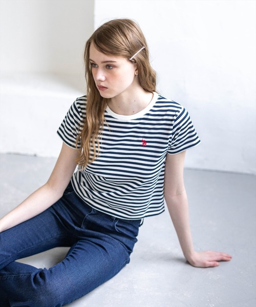 U.S. POLO ASSN.(ユーエスポロアッスン)の「【U.S. POLO ASSN.】clear 別注 ベーシックTシャツ(Tシャツ/カットソー・レディース・ブラック/ピンク/オフホワイト/ホワイト×ネイビー・F)」の15枚目の写真