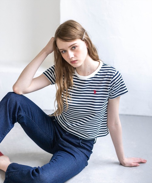U.S. POLO ASSN.(ユーエスポロアッスン)の「【U.S. POLO ASSN.】clear 別注 ベーシックTシャツ(Tシャツ/カットソー・レディース・ブラック/ピンク/オフホワイト/ホワイト×ネイビー・F)」の16枚目の写真