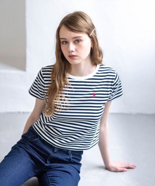 U.S. POLO ASSN.(ユーエスポロアッスン)の「【U.S. POLO ASSN.】clear 別注 ベーシックTシャツ(Tシャツ/カットソー・レディース・ブラック/ピンク/オフホワイト/ホワイト×ネイビー・F)」の18枚目の写真