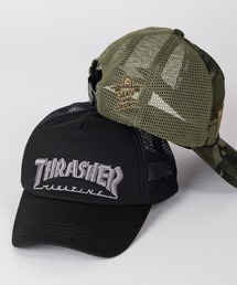 THRASHER（スラッシャー）の「【79】【THRASHER/スラッシャー】 ブラック/カモフラ 3Dブランドロゴ メッシュキャップ（キャップ）」