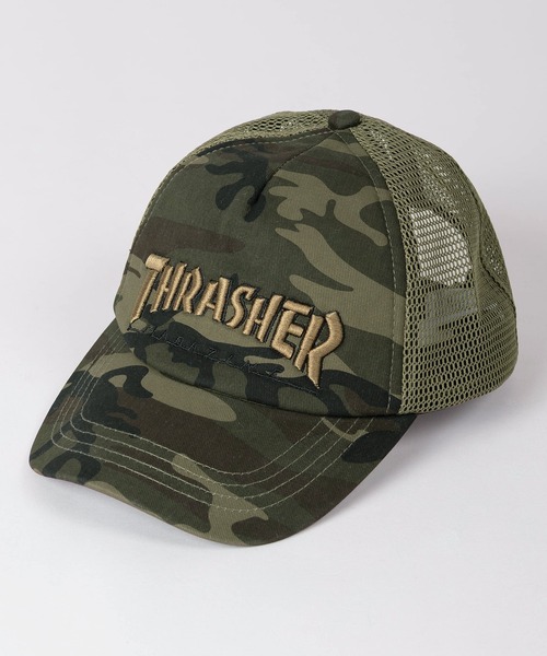 THRASHER(スラッシャー)の「【79】【THRASHER/スラッシャー】 ブラック/カモフラ 3Dブランドロゴ メッシュキャップ(キャップ・メンズ・ダークグリーン/ブラック・FREE)」の4枚目の写真