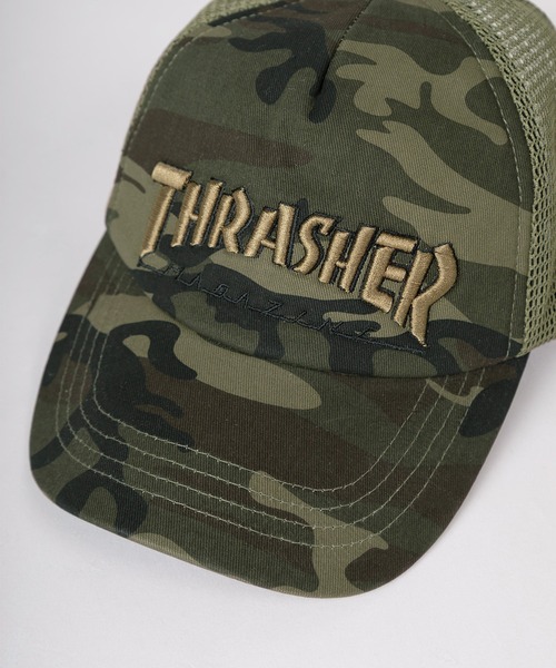 THRASHER(スラッシャー)の「【79】【THRASHER/スラッシャー】 ブラック/カモフラ 3Dブランドロゴ メッシュキャップ(キャップ・メンズ・ダークグリーン/ブラック・FREE)」の5枚目の写真