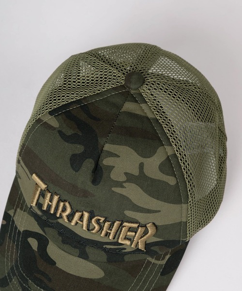 THRASHER(スラッシャー)の「【79】【THRASHER/スラッシャー】 ブラック/カモフラ 3Dブランドロゴ メッシュキャップ(キャップ・メンズ・ダークグリーン/ブラック・FREE)」の6枚目の写真