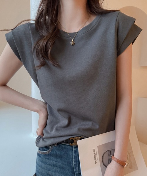 SAISON DE PAPILLON(セゾンドパピヨン)の「【新作登場】カットソー レディース トップス Tシャツ フレンチスリーブ ダブルショルダー(Tシャツ/カットソー・レディース・ホワイト/ブラック/チャコール・L/M)」の3枚目の写真