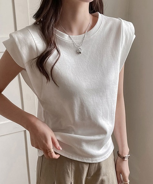 SAISON DE PAPILLON(セゾンドパピヨン)の「【新作登場】カットソー レディース トップス Tシャツ フレンチスリーブ ダブルショルダー(Tシャツ/カットソー・レディース・ホワイト/ブラック/チャコール・L/M)」の6枚目の写真