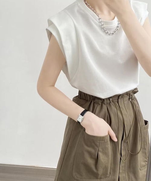 SAISON DE PAPILLON(セゾンドパピヨン)の「【新作登場】カットソー レディース トップス Tシャツ フレンチスリーブ ダブルショルダー(Tシャツ/カットソー・レディース・ホワイト/ブラック/チャコール・L/M)」の12枚目の写真