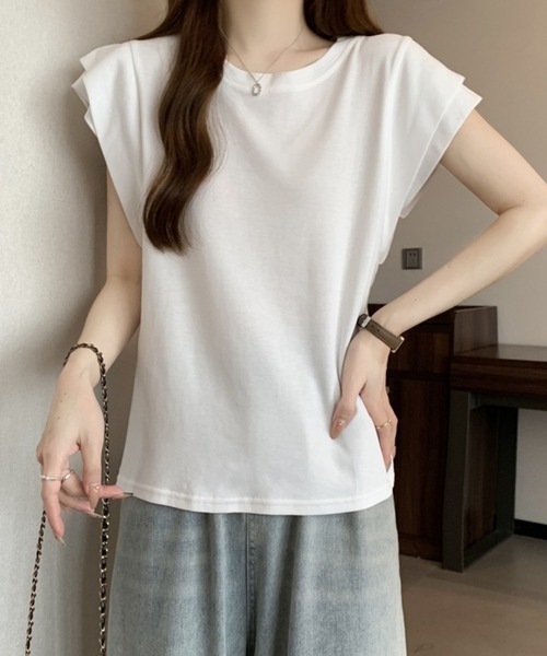 SAISON DE PAPILLON(セゾンドパピヨン)の「【新作登場】カットソー レディース トップス Tシャツ フレンチスリーブ ダブルショルダー(Tシャツ/カットソー・レディース・ホワイト/ブラック/チャコール・L/M)」の13枚目の写真