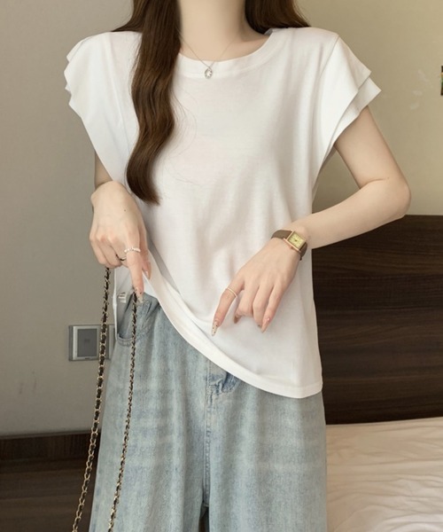SAISON DE PAPILLON(セゾンドパピヨン)の「【新作登場】カットソー レディース トップス Tシャツ フレンチスリーブ ダブルショルダー(Tシャツ/カットソー・レディース・ホワイト/ブラック/チャコール・L/M)」の15枚目の写真